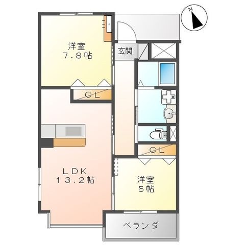 拡大写真:パークサイドハウスNAKA・F 4階405の間取り
