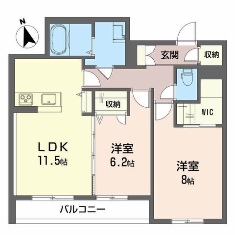 拡大写真:シャーメゾン初月Ⅱ B棟 2階207の間取り