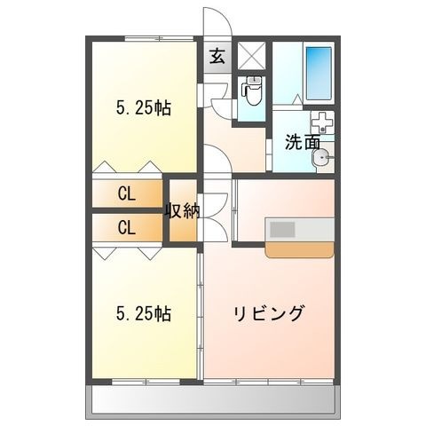 拡大写真:ムーンローズ 4階405の間取り