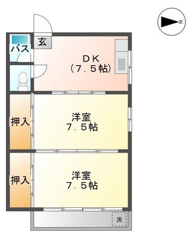 拡大写真:岐南町O様アパート 2階201の間取り