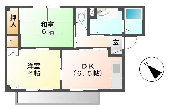 拡大写真:グランデージ小田渕A 2階201の間取り