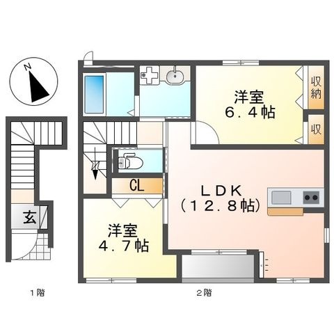 拡大写真:Arietta 2階203の間取り