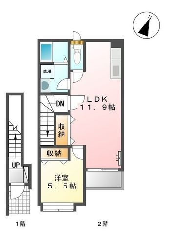 拡大写真:ドレサージュB 2階202の間取り