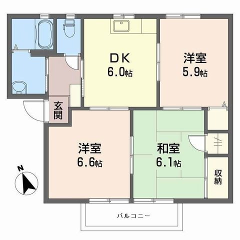 拡大写真:ハートハイツA棟 2階202の間取り