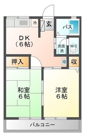 拡大写真:ブランシェル下栗A 2階201の間取り