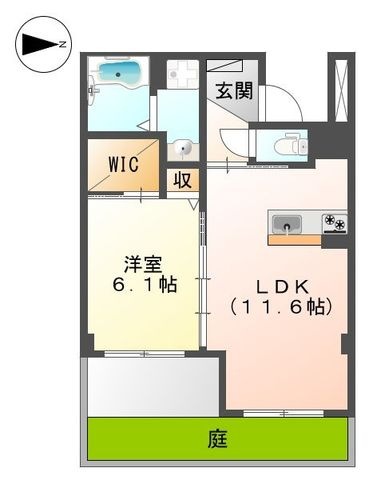 拡大写真：エイチツーオー小路 1階106の間取り