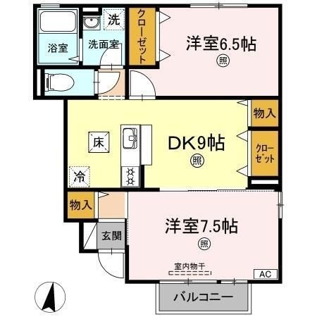 拡大写真:レガーロⅣ B棟 1階102の間取り
