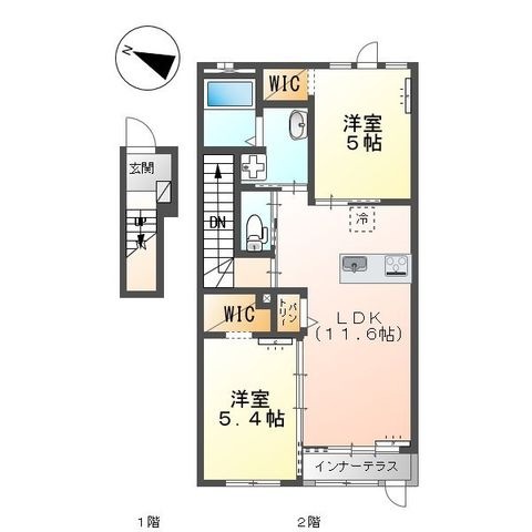 拡大写真:フェリーチェ 東浦 2階205の間取り