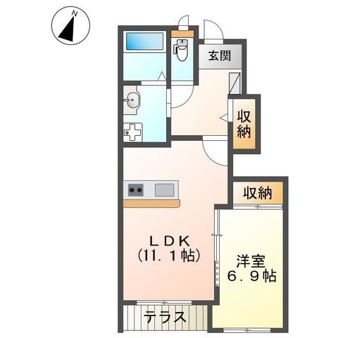 拡大写真:Confort (コンフォール) 1階102の間取り