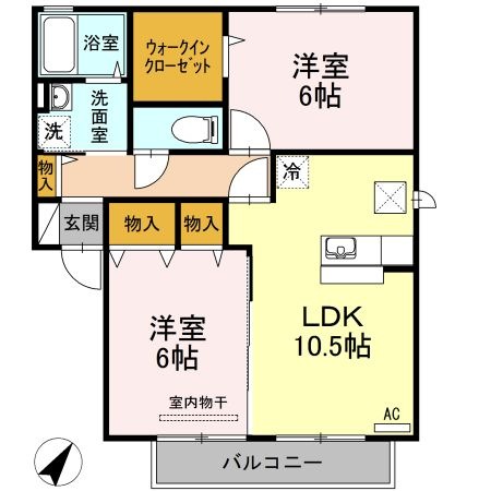 拡大写真:倉敷市鳥羽 2階201の間取り