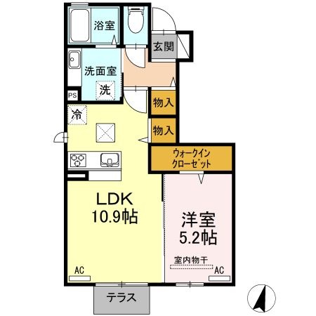 拡大写真:総社市小寺 1階107の間取り