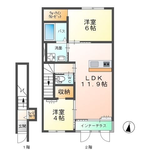 拡大写真:高尾崎 NEW TOWN La・Terre I 2階206の間取り