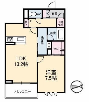 拡大写真:マグノリア カリーノ 2階202の間取り