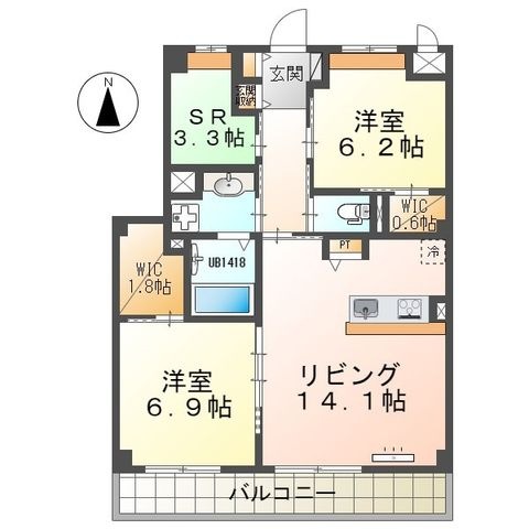 拡大写真：ヴァルム　レッヘルン 4階403の間取り