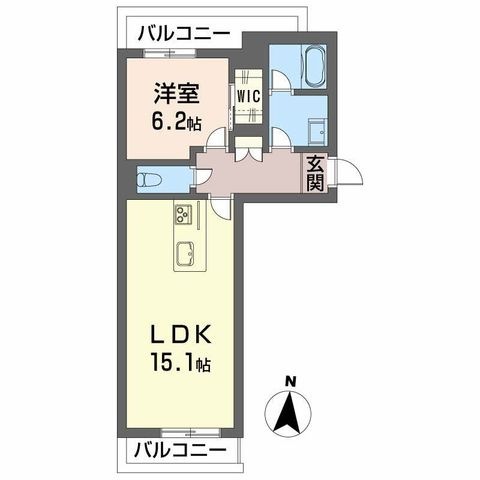 拡大写真:ベレオ高そね 2階201の間取り