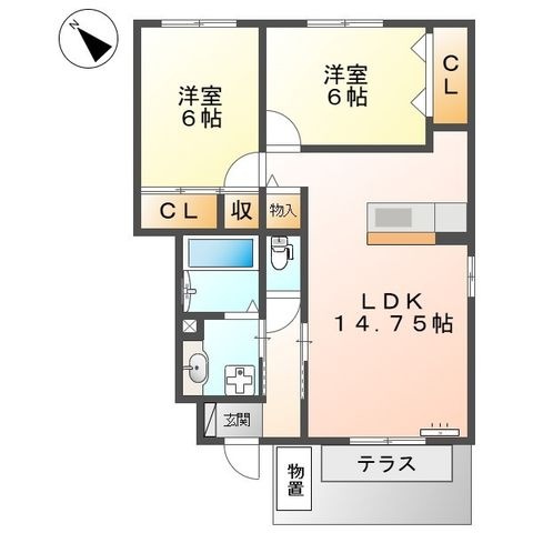 拡大写真:ブランシュ富田A 1階102の間取り