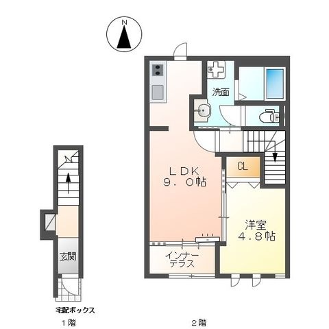 拡大写真:ヴァイオレット 2階203の間取り