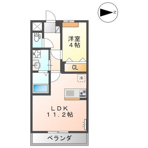 拡大写真:ユースハイム 2階202の間取り
