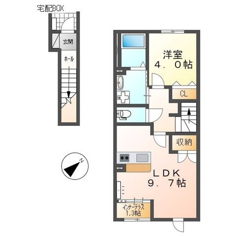 拡大写真：ツバメゾン 2階202の間取り