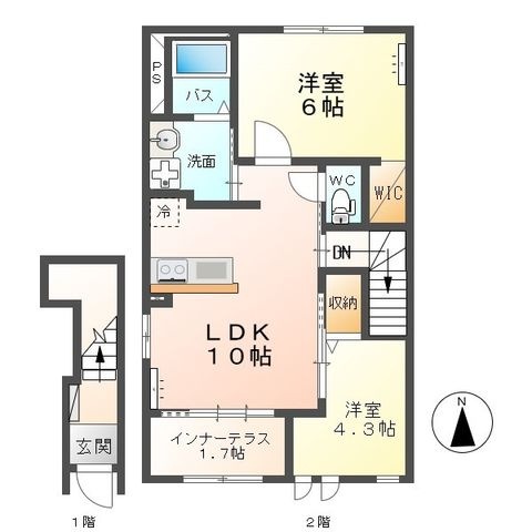 拡大写真:CALM GENTLE II 2階201の間取り