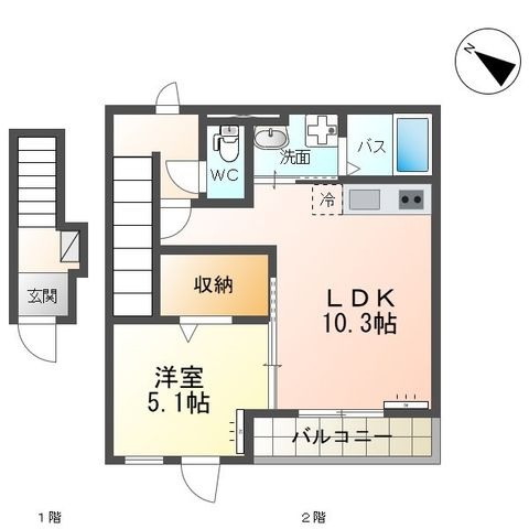 拡大写真:FK4 2階206の間取り