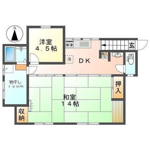 拡大写真:南稲堀戸建て2階 2階1の間取り