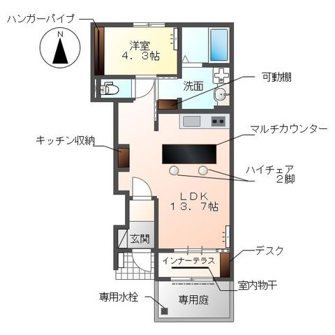 拡大写真:メゾン ボヌール 1階105の間取り