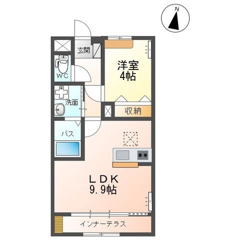 拡大写真:infield D (インフィールドD) 1階101の間取り
