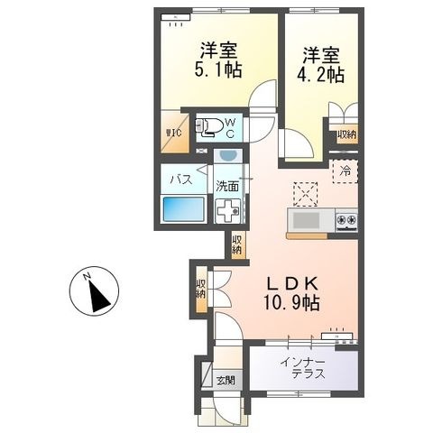 拡大写真:リッチレジデンスB(Rich Residence B) 1階107の間取り