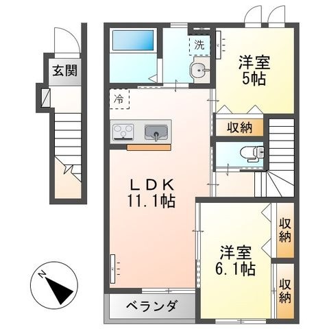 拡大写真:仮)元吉田町新築アパート 2階210の間取り