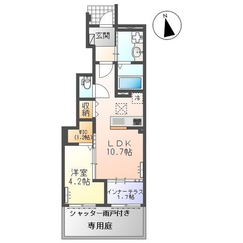 拡大写真:桜テラス 1階105の間取り