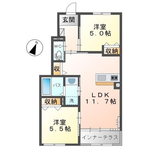 拡大写真:【HM】カーサ牛田本町 1階101の間取り