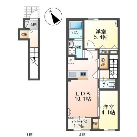 拡大写真:プレシア 2階203の間取り