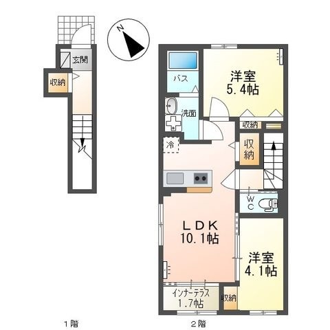 拡大写真:プレシア 2階206の間取り