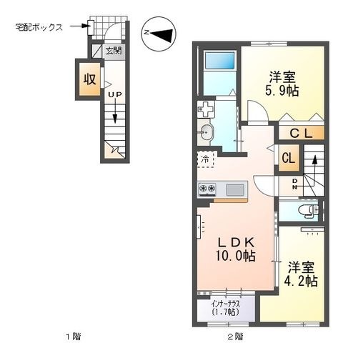 拡大写真:西宮市山口町 アパート新築工事 2階205の間取り