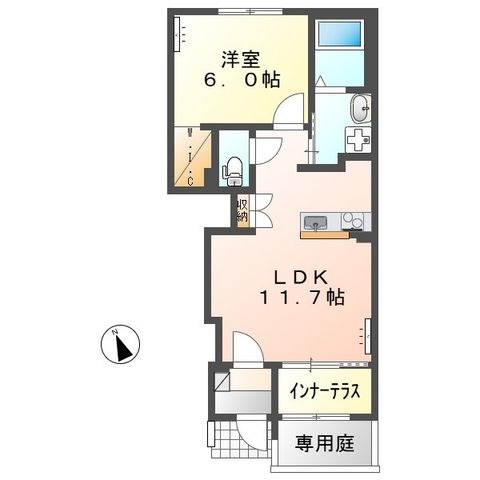拡大写真:仮)山宮新築アパート 1階105の間取り