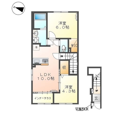 拡大写真:尾張旭市旭ヶ丘山の手新築アパート 2階201の間取り