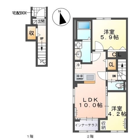 拡大写真:フェリーチェ瀬戸 2階206の間取り