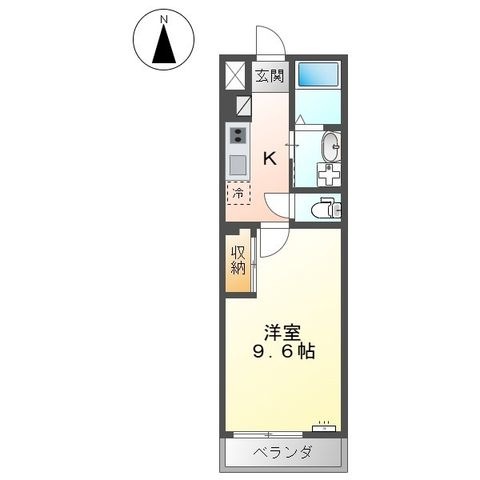 拡大写真:仮)シェルル中畝 2階202の間取り