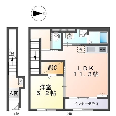 拡大写真:(仮称)大和高田市有井新築アパート 2階203の間取り