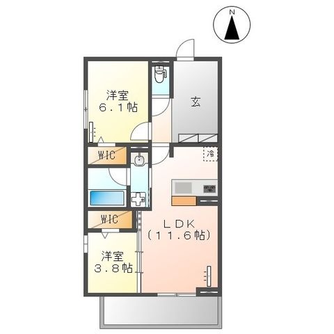 拡大写真:PureWindGarden B棟 3階303の間取り