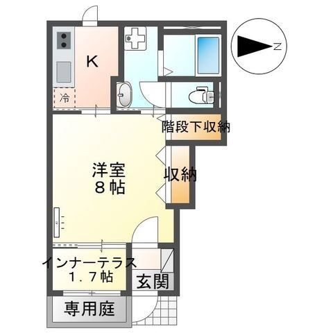 拡大写真：（仮）薬園町新築アパート 1階101の間取り