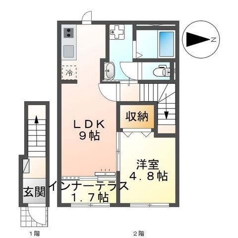 拡大写真:(仮)薬園町新築アパート 2階203の間取り