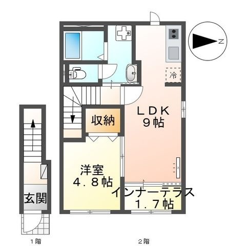 拡大写真:(仮)薬園町新築アパート 2階205の間取り