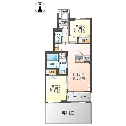 拡大写真:(仮称)葛城市南道穂新築アパート 1階108の間取り