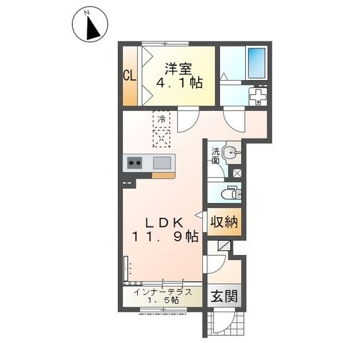 拡大写真:大府市北山町1丁目新築アパート工事 1階101の間取り