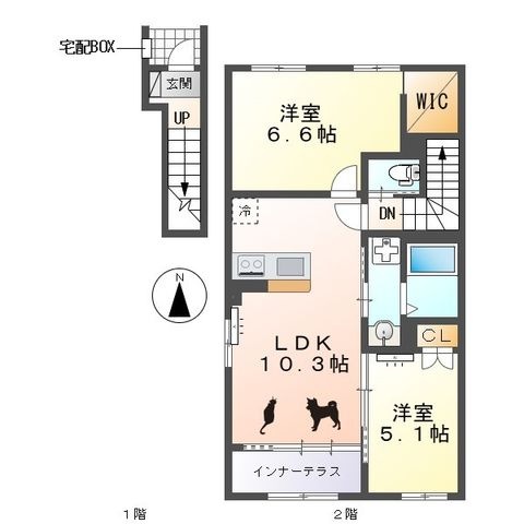 拡大写真:バリスタ 2階203の間取り