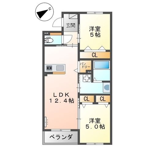 拡大写真:エーグレイス中広 1階101の間取り