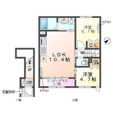 拡大写真:ソラーナ 2階203の間取り