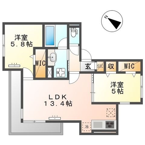 拡大写真:D-Residence光丘町A棟 2階201の間取り